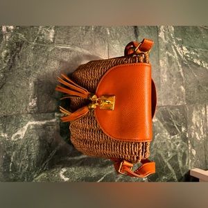 Brown straw wicker crossbody or shoulder bag